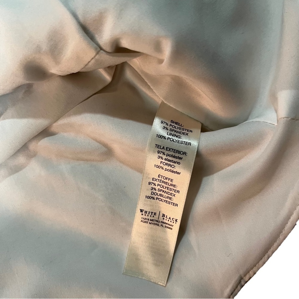 White House Black Market Beige Neutral Tweed Bodice Top Sz 4 Peplum Hem Full Zip - Picture 12 of 15
